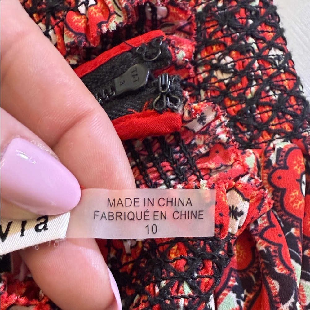 Alice + Olivia Elvira Smocked Mock Neck Mini Dress Size 10 - Picture 13 of 16